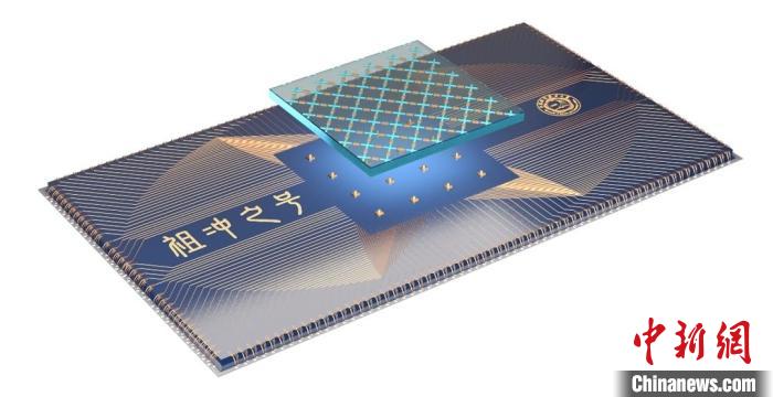 量子計(jì)算芯片示意圖。